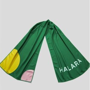 Halara Quick Dry Letter Print Sports Towel Green with pink and yellow